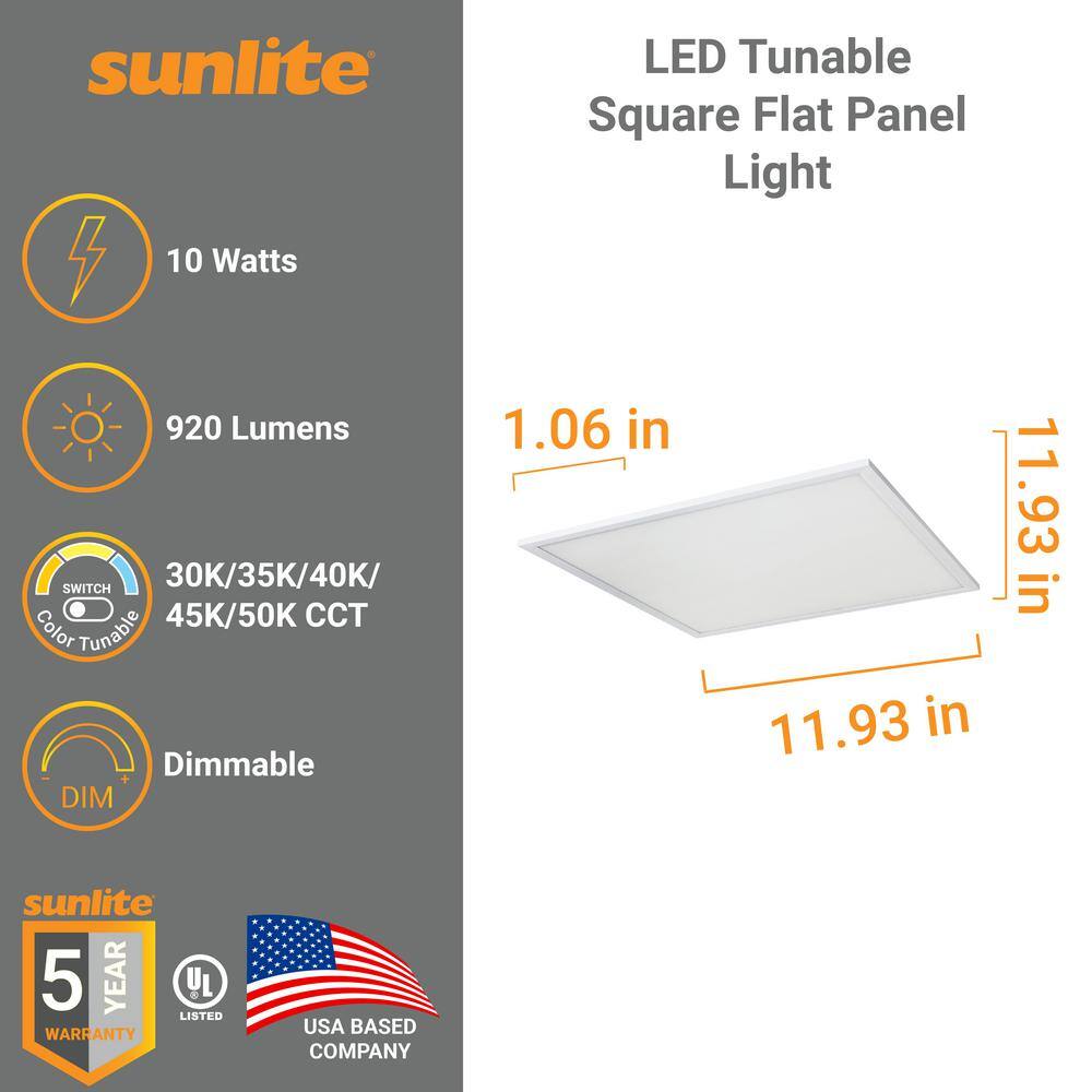 Sunlite 1 ft. x 1 ft. Dimmable 920 Lumens Integrated LED Panel Light Color Tunable 3000K 3500K 4000K 4500K 5000K HD03596-1