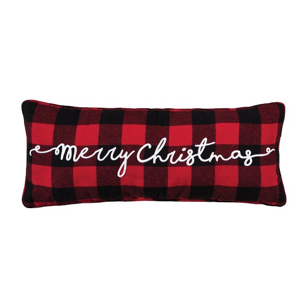 C amp f Home Merry Christmas Plaid Embroidered Throw Pillow