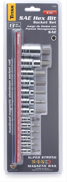 Titan Tools 16123 Titan 13-Piece SAE Hex Bit Socket Sets