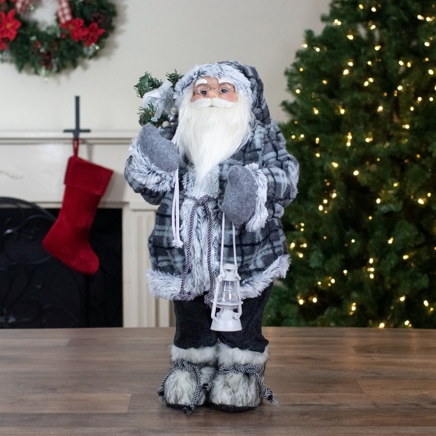 Northlight 2 x27 Standing Santa Christmas Figure Carrying A Lantern