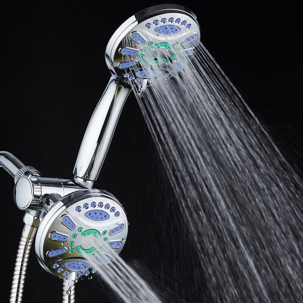 Aquastar Antimicrobial 48-Spray 4.3 in. High Pressure 3-Way Dual Shower Head and Handheld Shower Head Combo in Chrome 6740