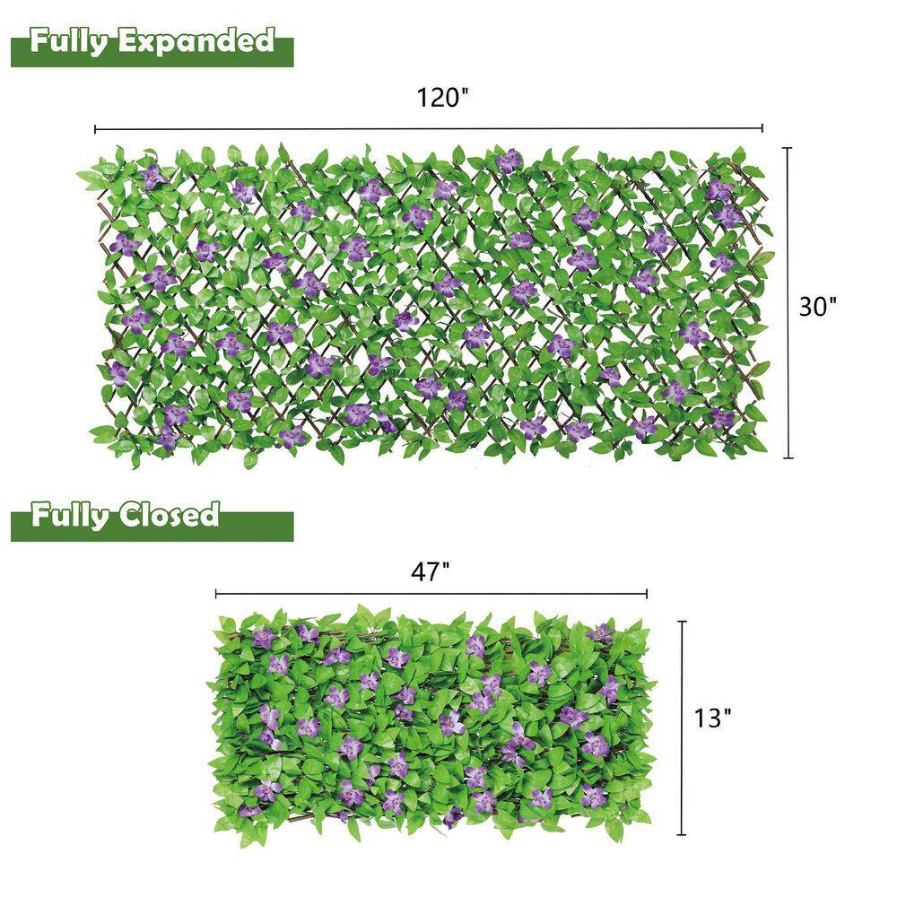 Cisvio Expandable Faux Privacy Fence Artificial Hedges Screen for Balcony Patio Outdoor with Flower (4-Pack) D0102HPK7FW