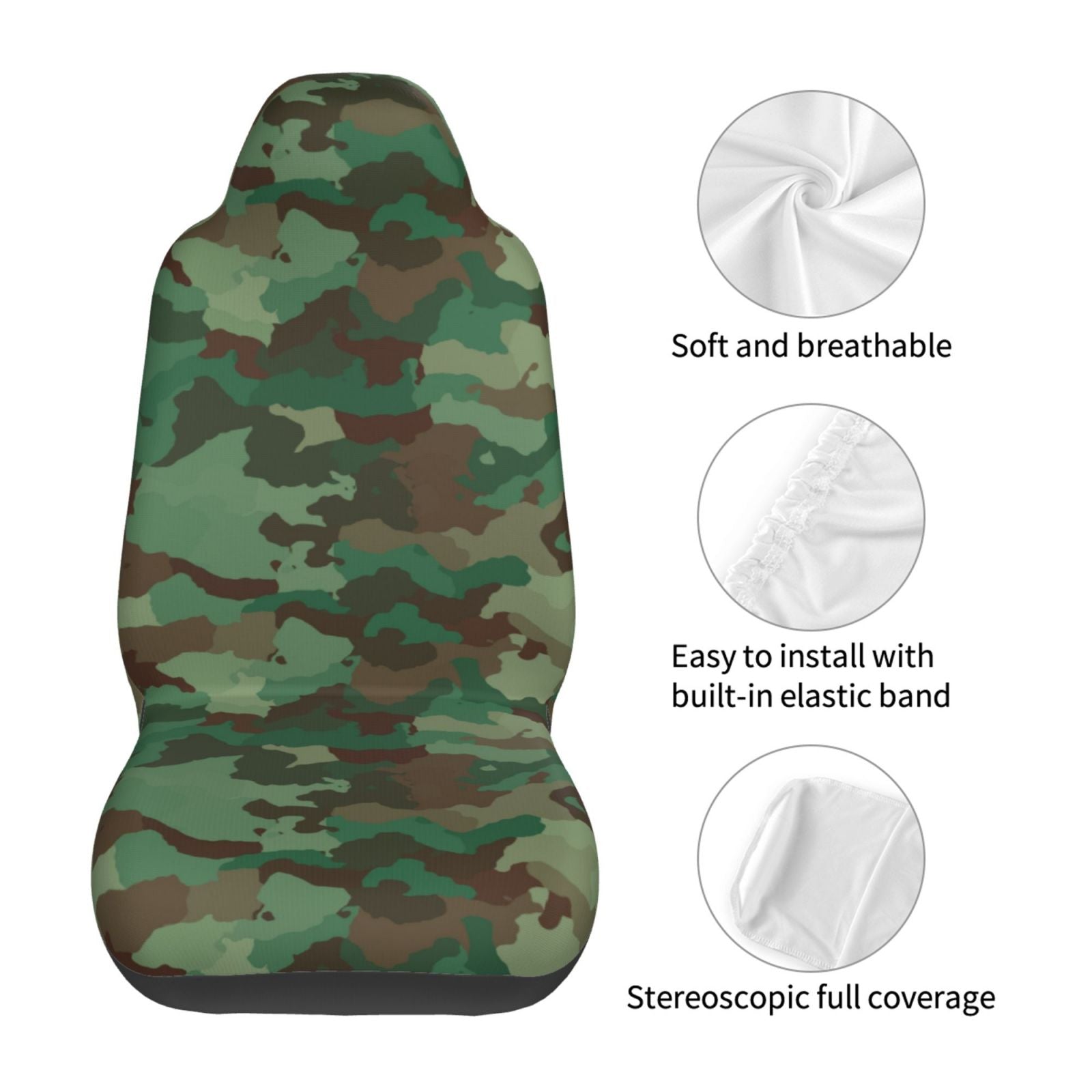 TEQUAN Front Seat Covers， Abstract Camouflage Texture Pattern 2 Piece Car Seat Cover Fit Most Car SUV Truck Van