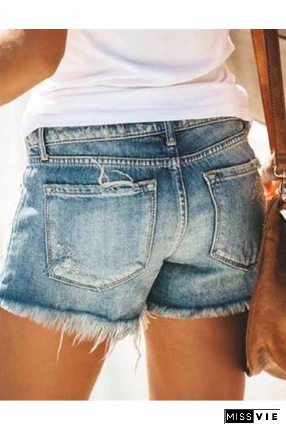 Fashion Regular Waist Hole Casual Jeans