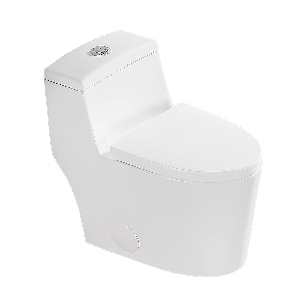 LORDEAR 12 in. Rough-In 1-piece 1.61.1 GPF Dual Flush Elongated Toilet in White Slow Close Seat Included MT80DL10