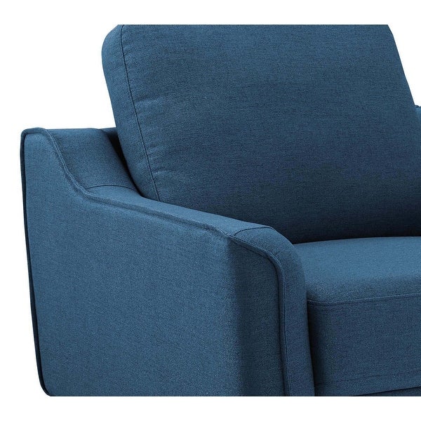 Fabric Upholstered Wooden Chair with Corner Blocked Frame， Blue - 36.5 H x 36.13 W x 33.5 L Inches