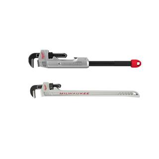 MW 10 in. Aluminum Pipe Wrench with Power Length Handle with Al. Cheater Wrench (2-Piece) 48-22-7213-48-22-7318