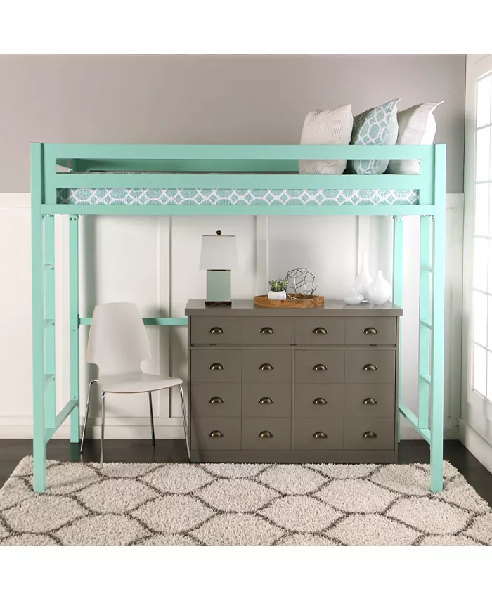 Walker Edison Premium Deluxe Twin Metal Loft Bed - Mint