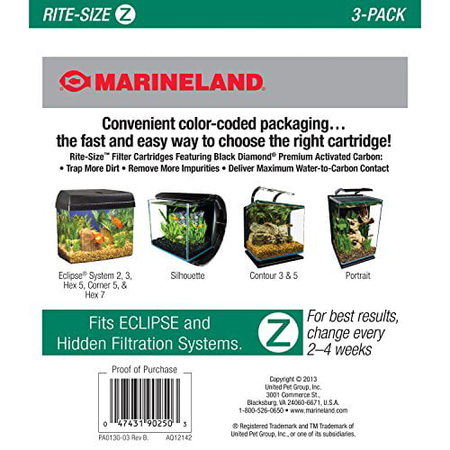 Marineland Eclipse Replacement Filter Cartridges， For aquarium Filtration