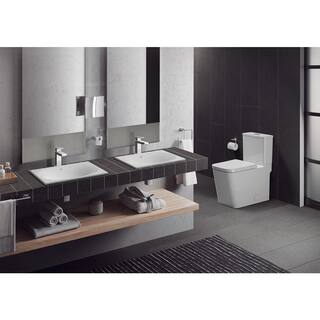 GROHE Eurocube 2-piece 1.28 GPF Single Flush Elongated Toilet with Left Hand Trip Lever in Alpine White Seat Included 39662000