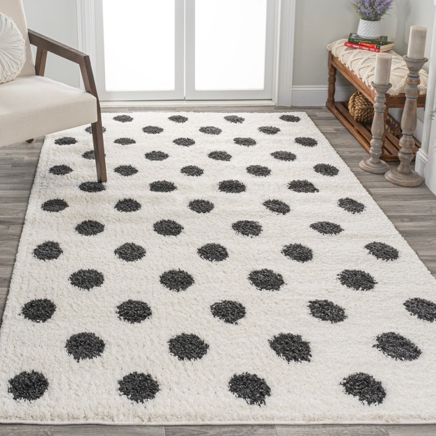 Pere Modern Charcoal Dot Shag Area Rug Jonathan Y