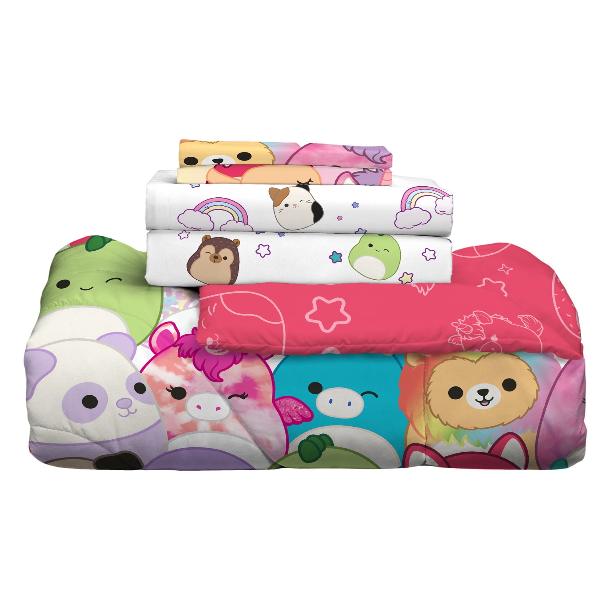 Squishmallows Kids Twin Bed in a Bag, Comforter and Sheets, Multicolor