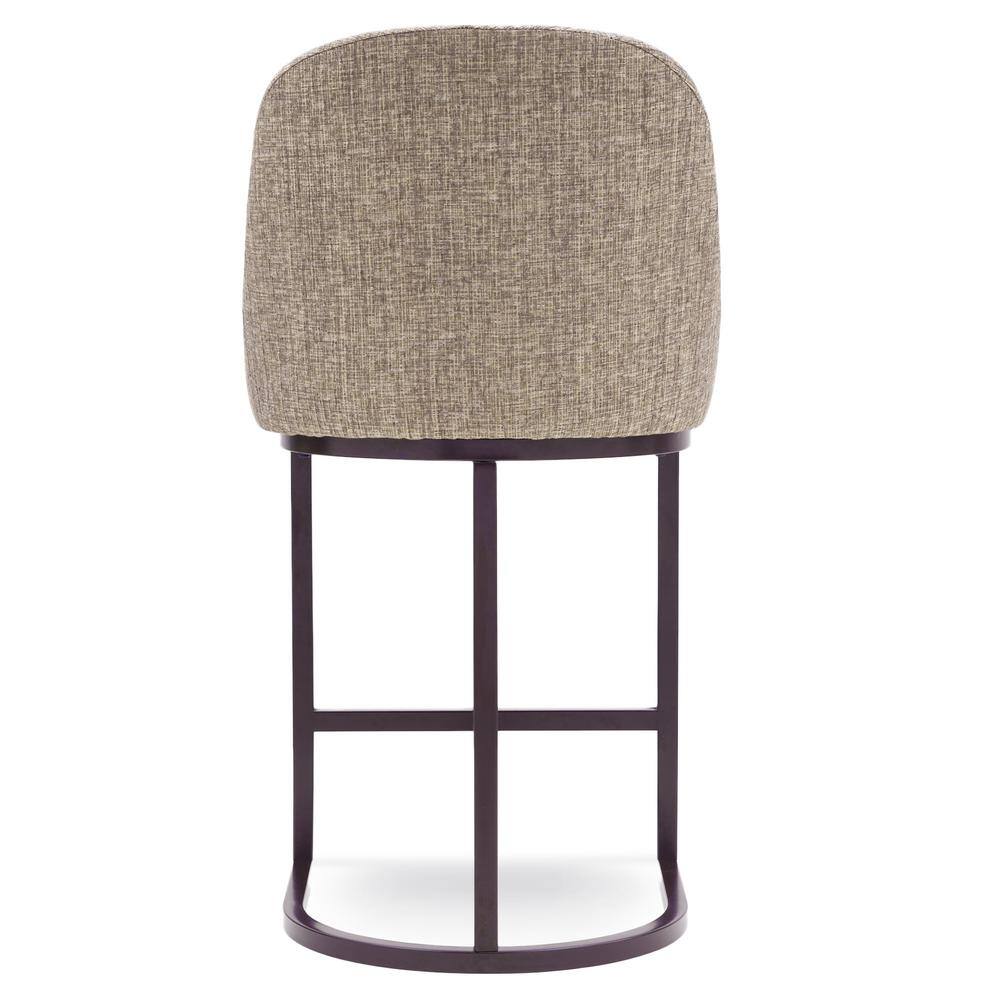 Leick Home Barrelback 39 in. Gray Linen Counter Stool with Espresso Metal Base (Set of 2) 10132ESGL