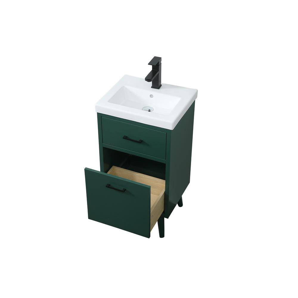 Simply Living 18 in. W x 15 in. D x 33.5 in. H Bath Vanity in Green with White Resin Top SL123054MGN