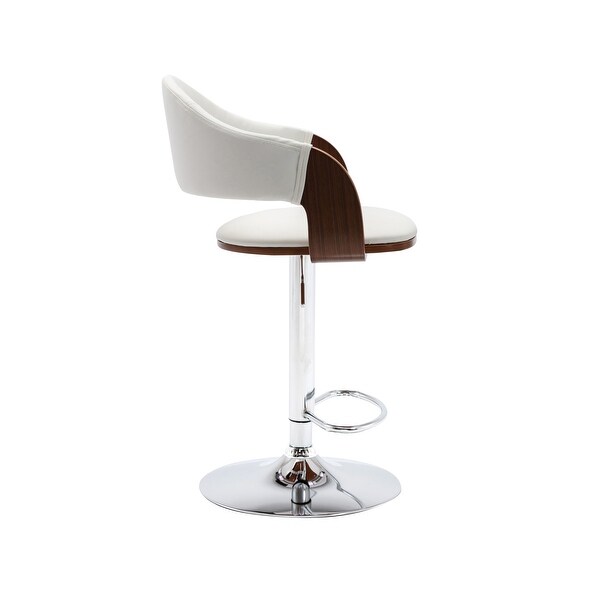 Porthos Home Emir Height Adjustable Bar Stool， PU Leather， Swivel Seat