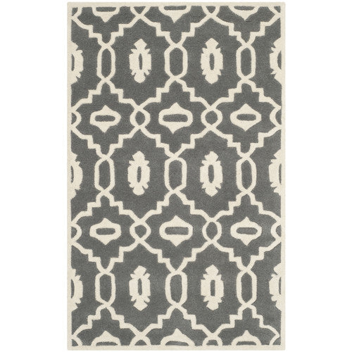 SAFAVIEH Chatham CHT745D Handmade Dark Grey / Ivory Rug