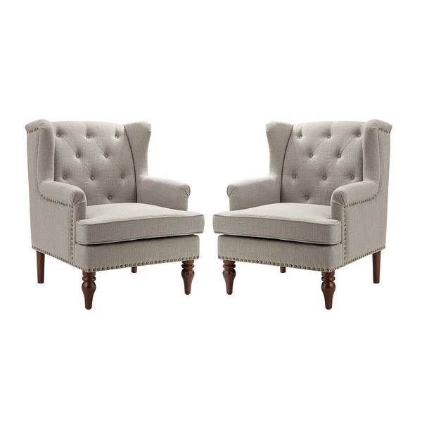 Maitê Transitional Armchair with Solid Wood Legs Set of 2 by HULALA HOME