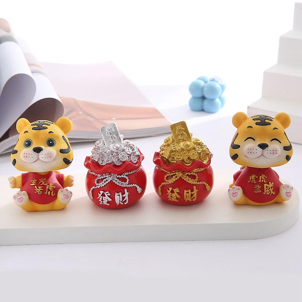 Car Money Bag Tiger Ornaments Creative Resin Crafts Good Fortune Lucky Sculpture Decoration For Car Office Bedroom Living Room Study Full Of Vigor And