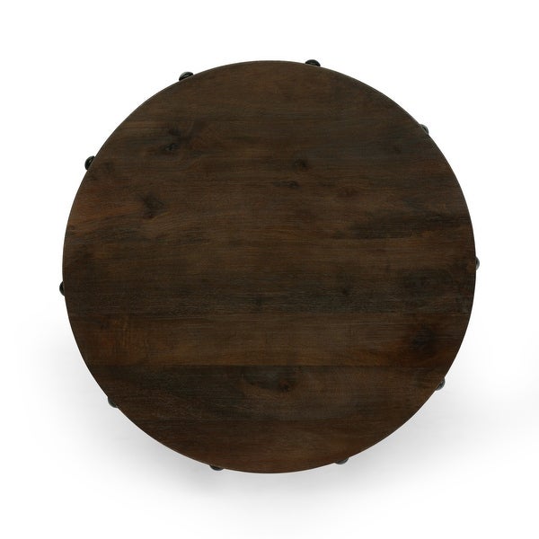 Rivet Modern Industrial Handcrafted Round Mango Wood Side Table by Christopher Knight Home - 20.00