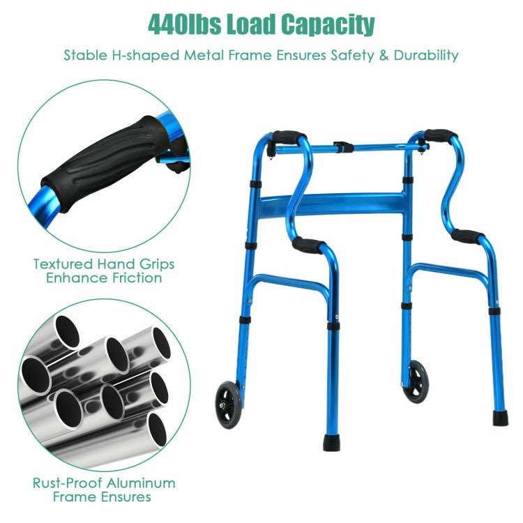 Best 2023 Heavy-Duty Adjustable Folding Walker W/ Wheels and Armrests