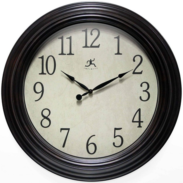 Classic Indoor Bevelled Framed Wall Clock Black brown Infinity Instruments