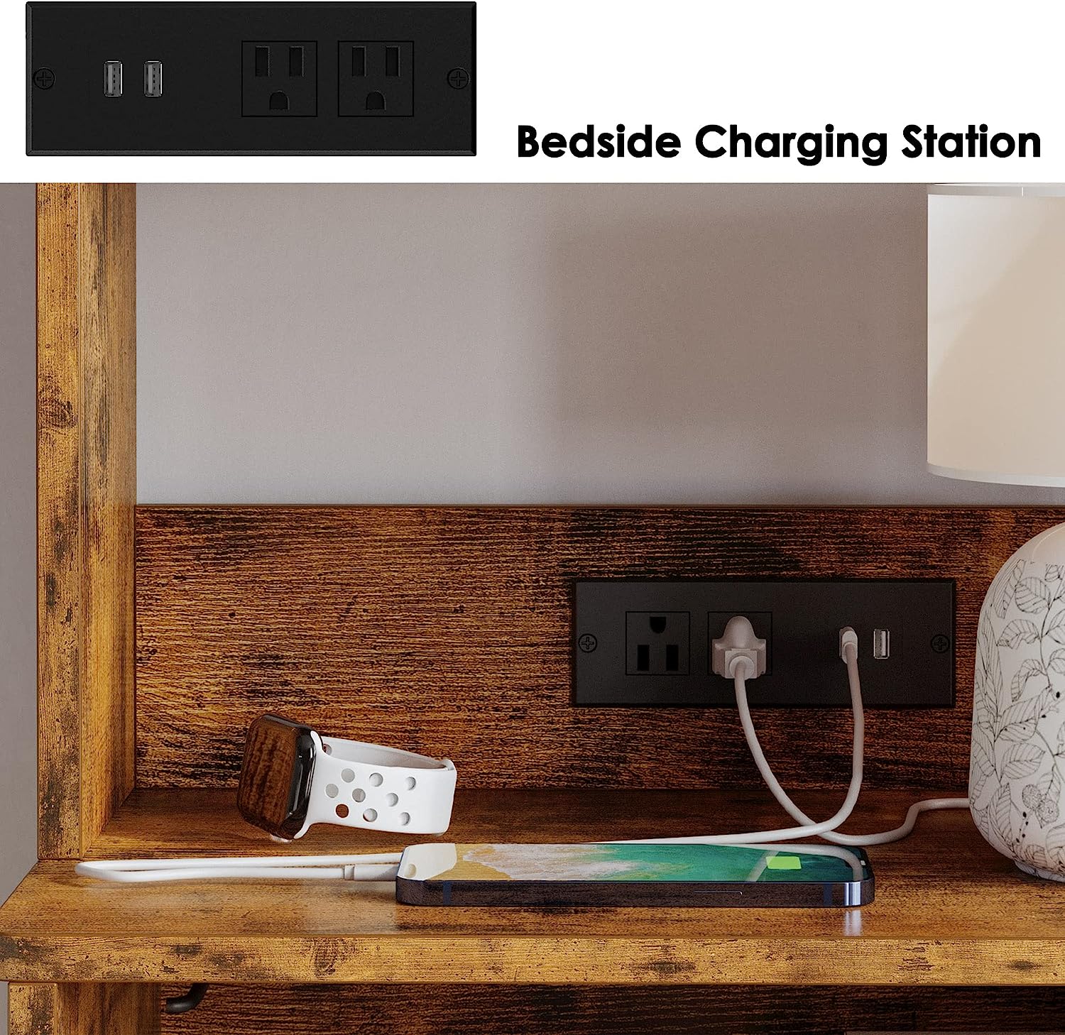 Nightstand with Charging Station, 55