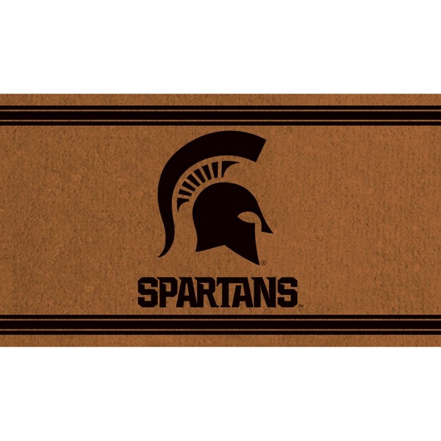 Evergreen Michigan State University Logo Turf Mat Brown 28 X 16 Inches Indoor Outdoor Doormat