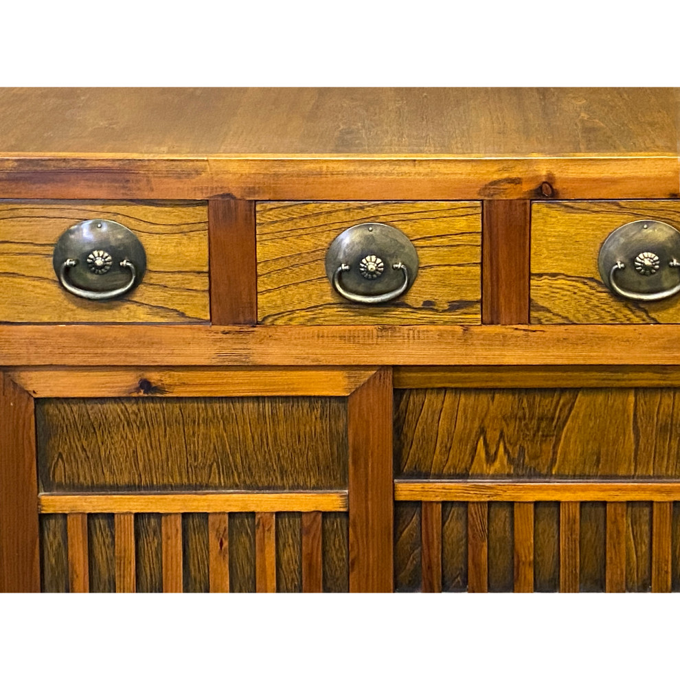 Natural Wood Zen Japanese 2 Sides Access Tansu Chest Cabinet Hcs7672   Asian   Accent Chests And Cabinets   by Golden Lotus Antiques  Houzz