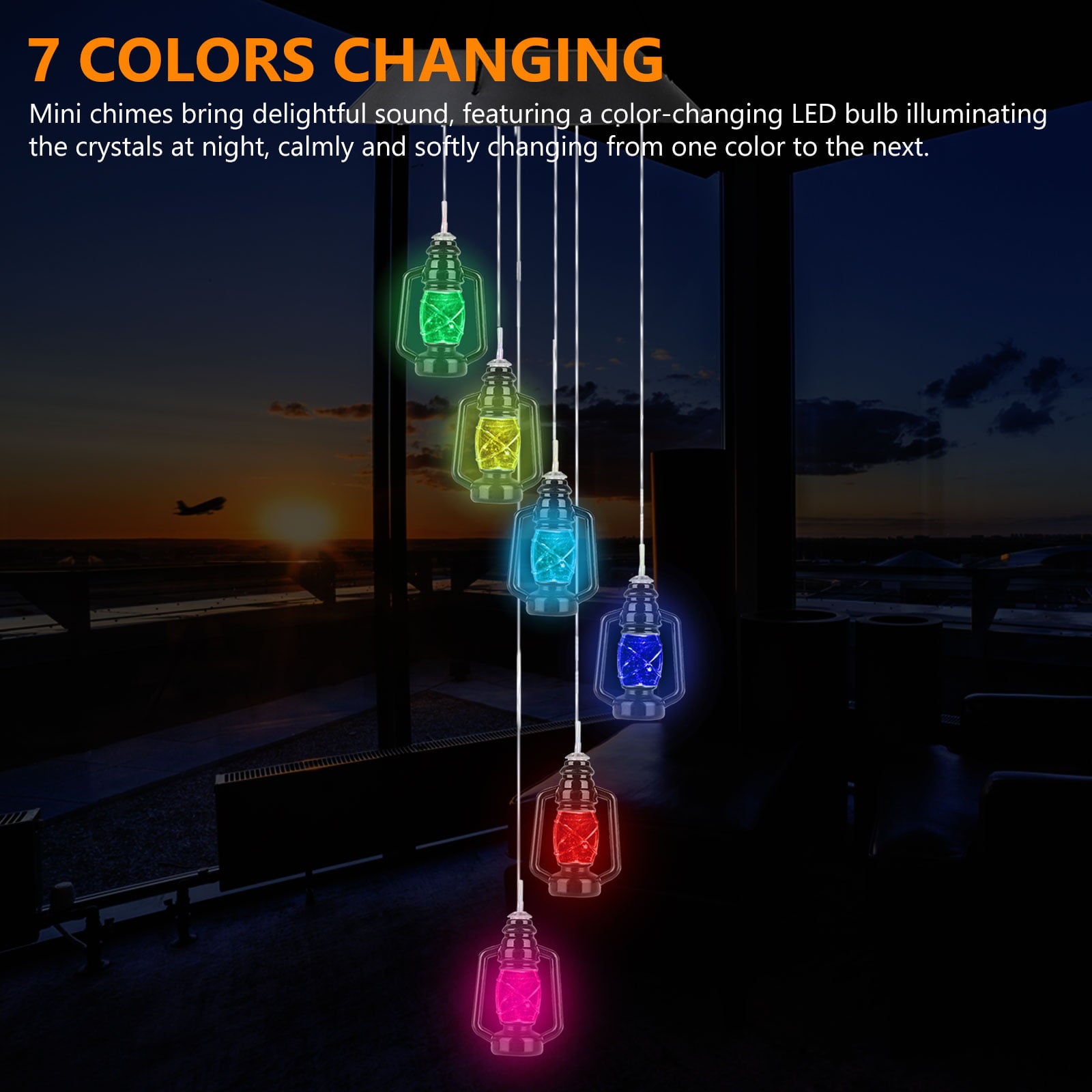 Wind Chimes Outdoor， TSV Garden Solar Mobile Color-Changing LED Light， Waterproof Automatic Spiral Wind Chimes， Portable Lanterns Wind Bell for Patio Deck Home， Gifts on Mother's Day Birthday