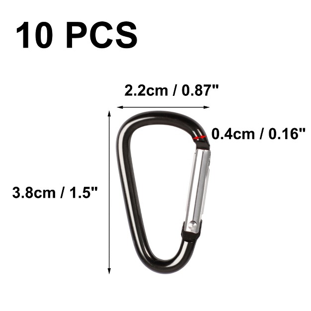 Unique Bargains Camping Hiking Aluminum Alloy Portable Carabiner Hook Lock Black 10 Pcs