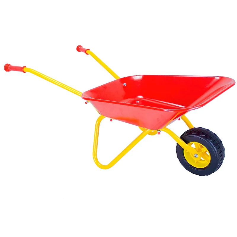 Factory wholesale Little Wheel Barrow Garden Tools Children Kids Metal Wheelbarrow Sand Toy Hand Trolley Wagon Cart for Kids