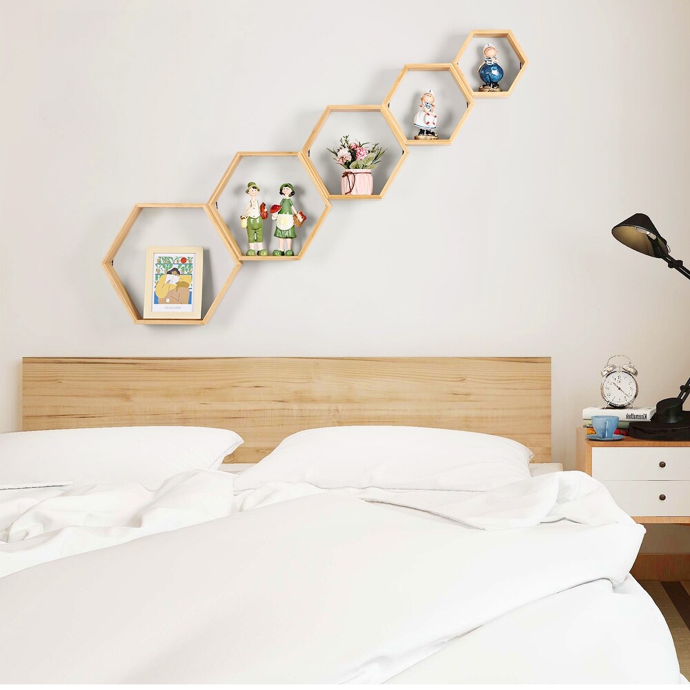 Wall Mounted Hexagon Floating Shelves