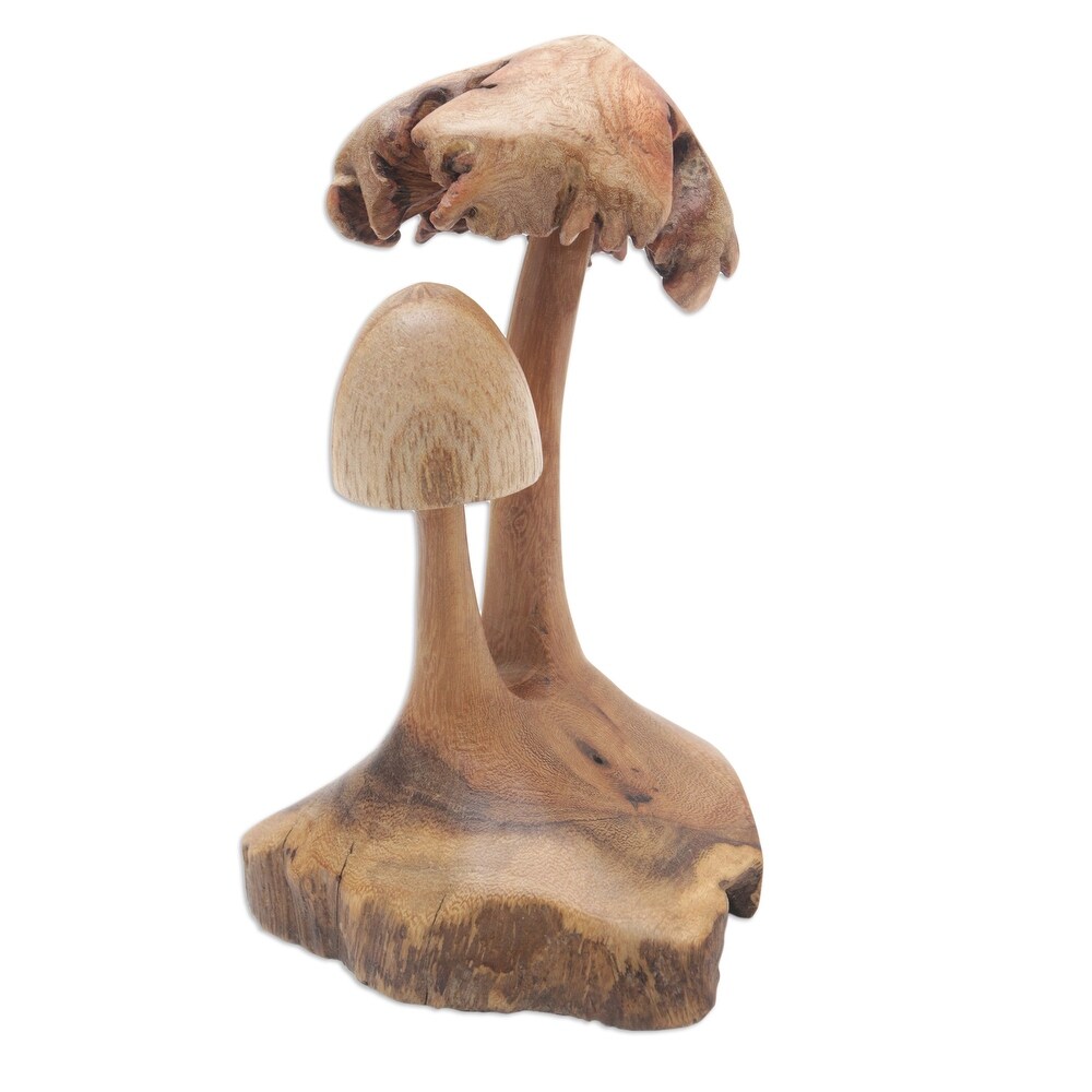 Novica Handmade Mushroom Forest Wood Sculpture