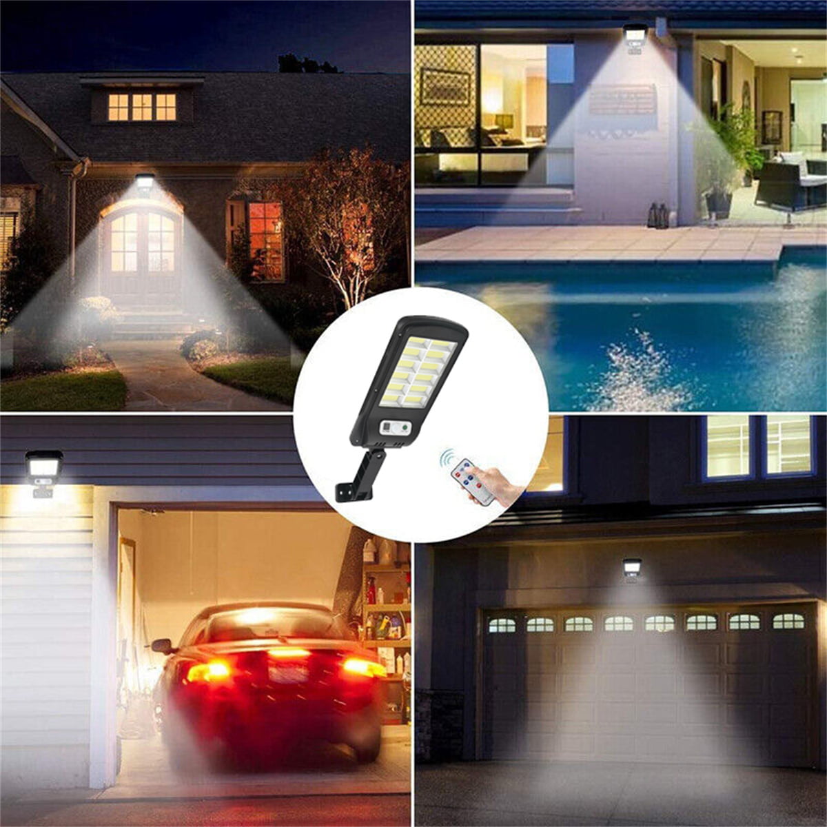 120 COB LED Solar Street Light Waterproof， Motion Sensor Outdoor Light Garden Security Street Wall Lamp with Remote Control， 3 Lighting Modes