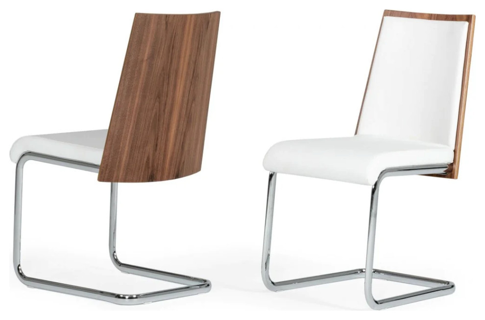 Felix Modern White and Walnut Dining Chair  Set of 2   Contemporary   Dining Chairs   by Virgil Stanis Design  Houzz