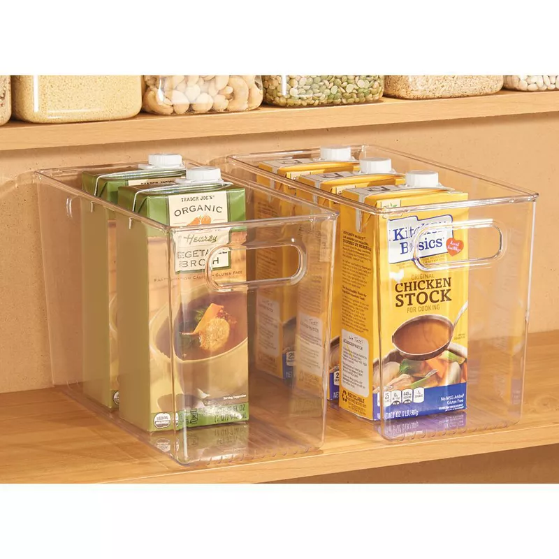 mDesign Plastic Kitchen Food Storage Bin with Handles， 6 Pack