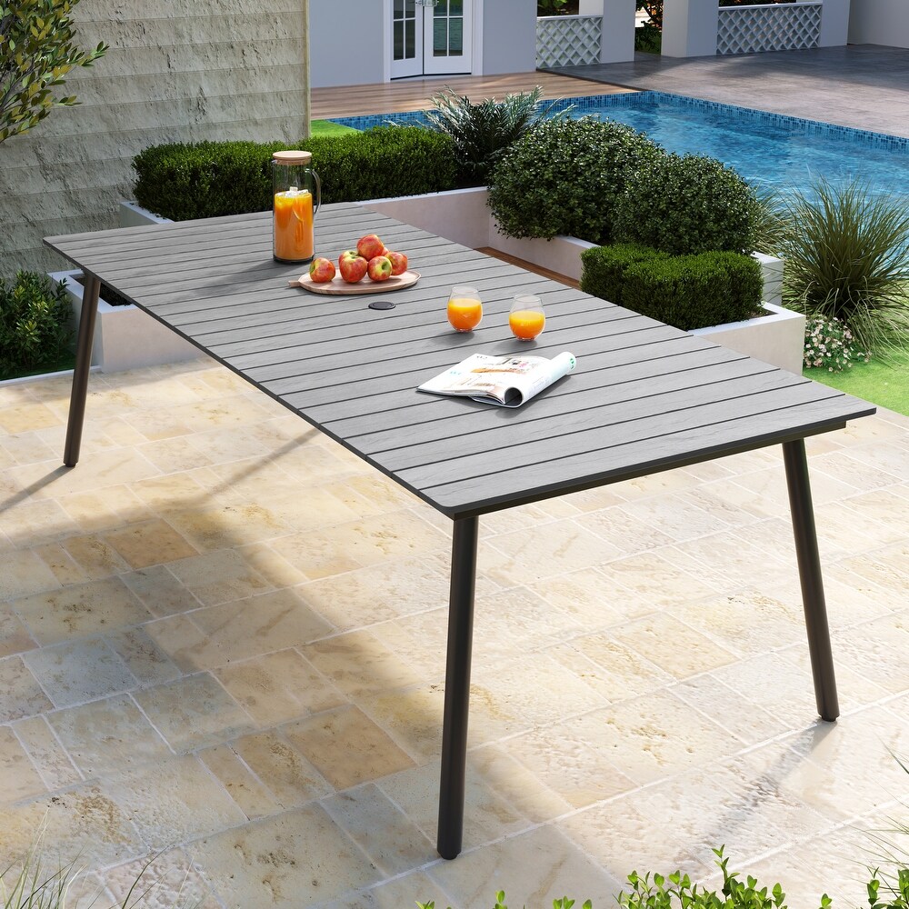 Pellebant Outdoor Rectangle Aluminum Dining Table with Umbrella Hole