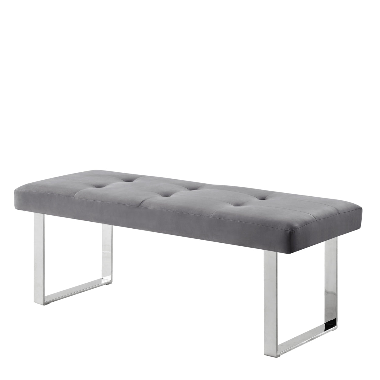 Estela Velvet Bench-Stainless Steel Legs-Tufted-Living-room, Entryway, Bedroom-by Inspired Home