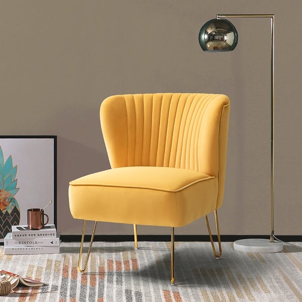 Barto Modern Velvet Tufted Side Chair with Golden Legs by HULALA HOME