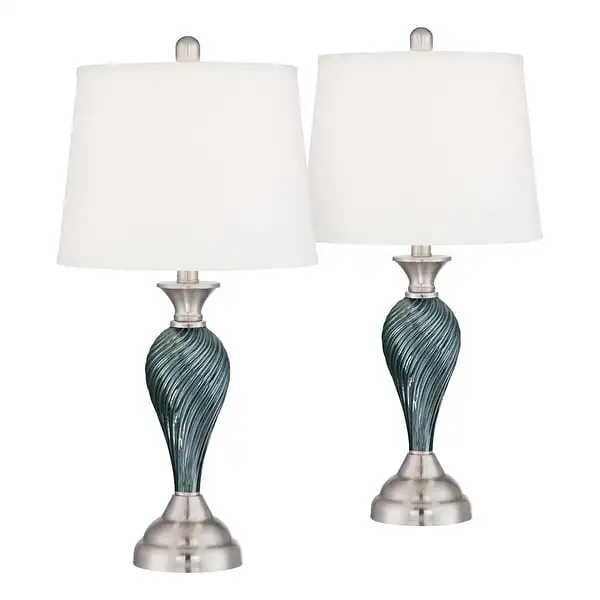 Set of 2 Modern Table Lamps with Table Top Dimmers Green Blue - 12