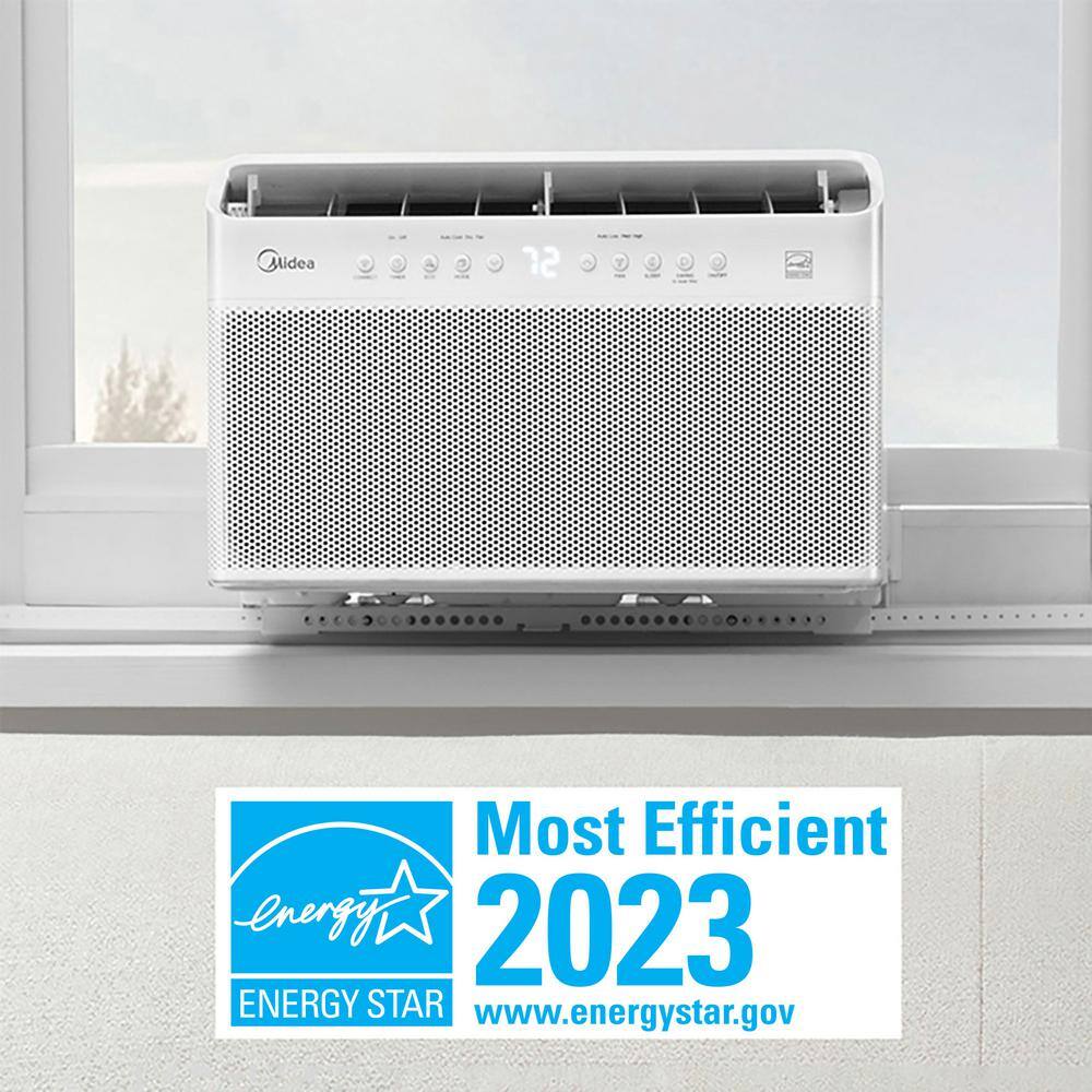 Midea 10000 BTU U-Shaped Inverter Window Air Conditioner WiFi 9X Quieter ENERGY STAR Most Efficient Over 35% Savings White MAW10V1QWT