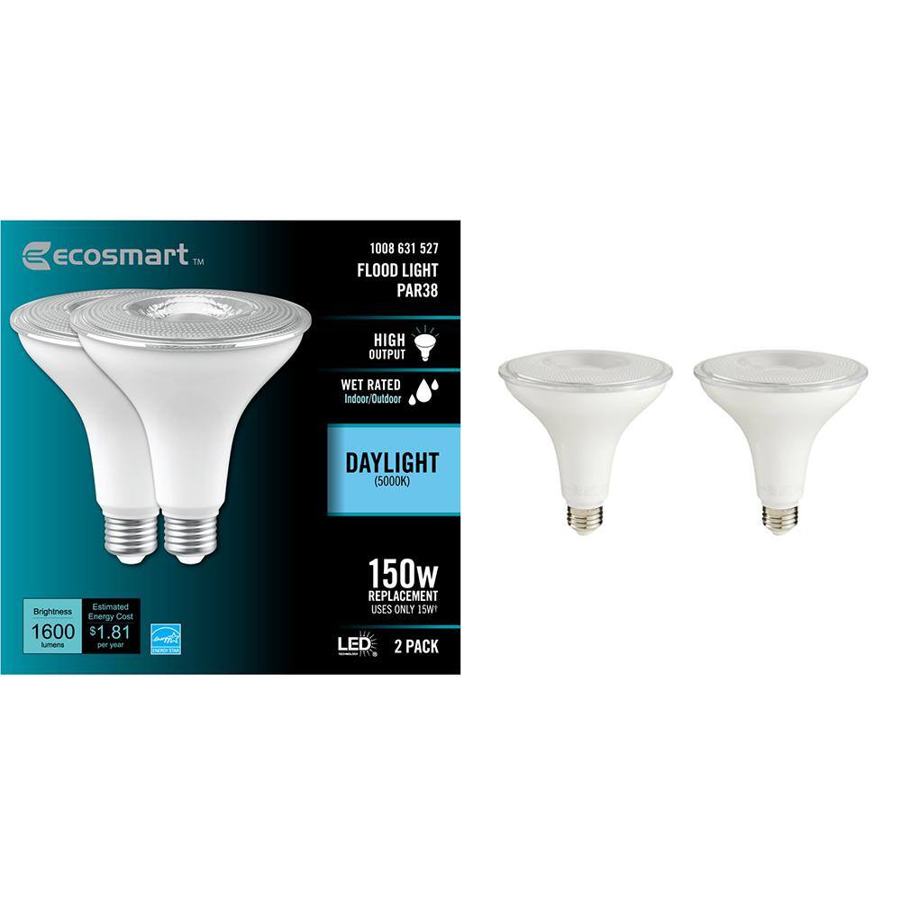 EcoSmart 150-Watt Equivalent PAR38 Spot Light Energy Star Dimmable CEC LED Light Bulb Daylight (2-Pack) FG-04302