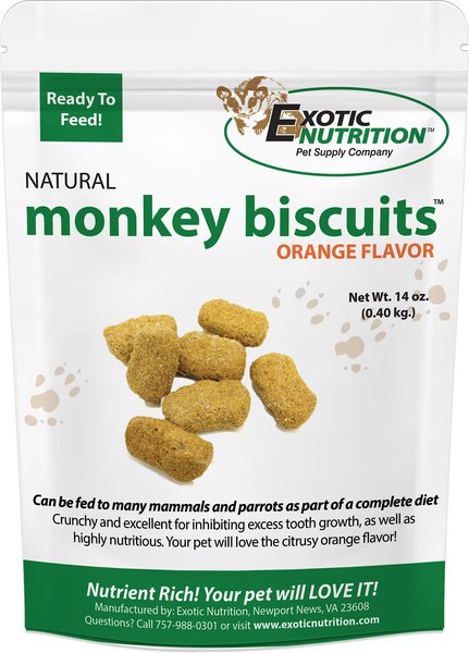 Exotic Nutrition Orange Flavor Monkey Biscuits Small Pet Treats， 14-oz bag