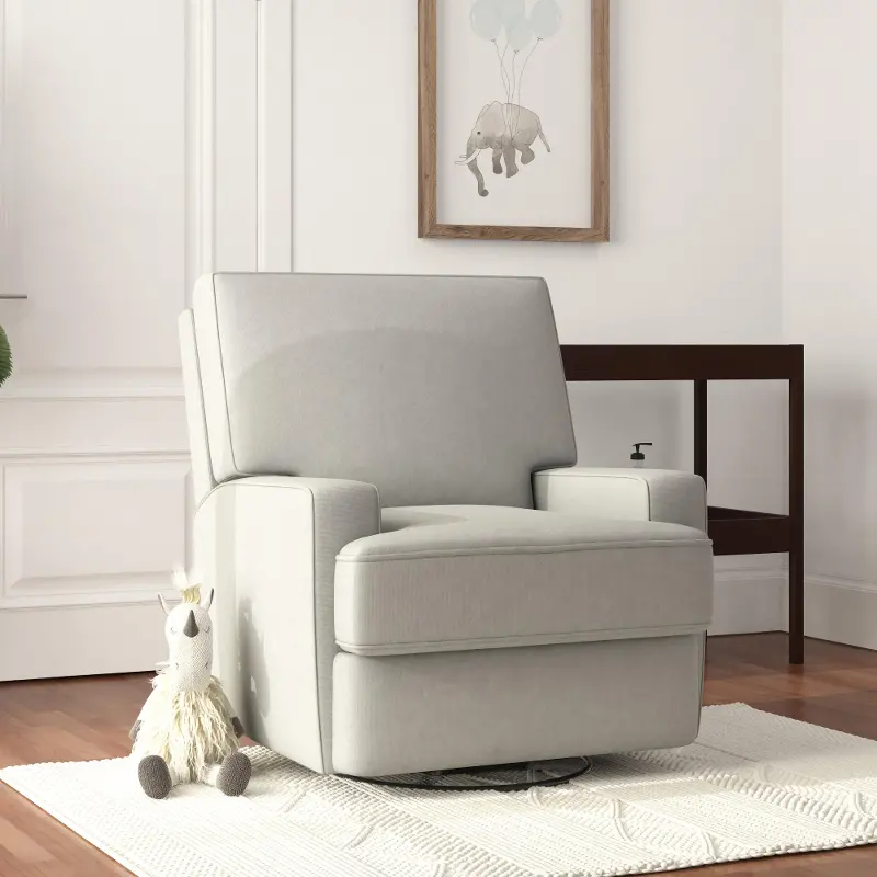 Rufus Gray Nursery Swivel Recliner