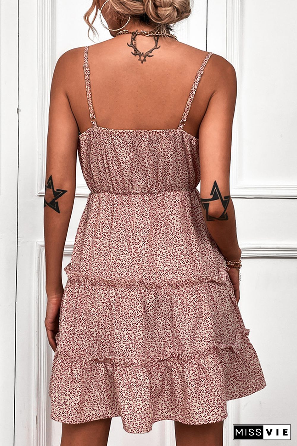 Halter V Neck Floral Mini Dress Wholesale