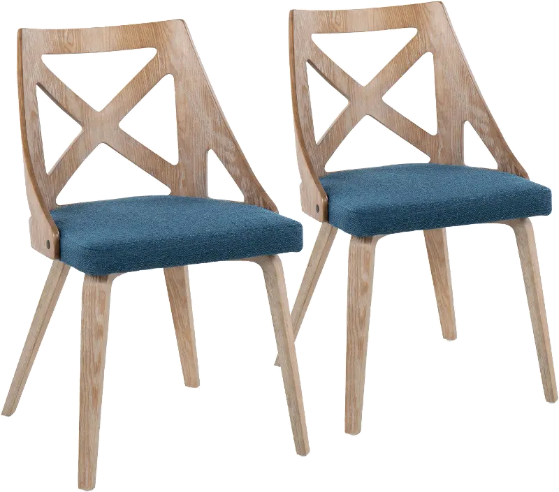 Charlotte Light Brown and Blue Dining Chairs， Set of 2