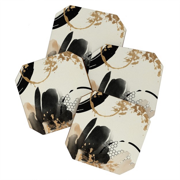 Sheila Wenzel ganny Black Ink Abstract Coaster Set Deny Designs