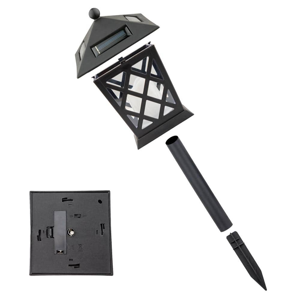 Alpine Corporation 16 in. Tall Outdoor Solar Powered Black LED Path Light Stakes (Set of 4) SCC338SLR-4