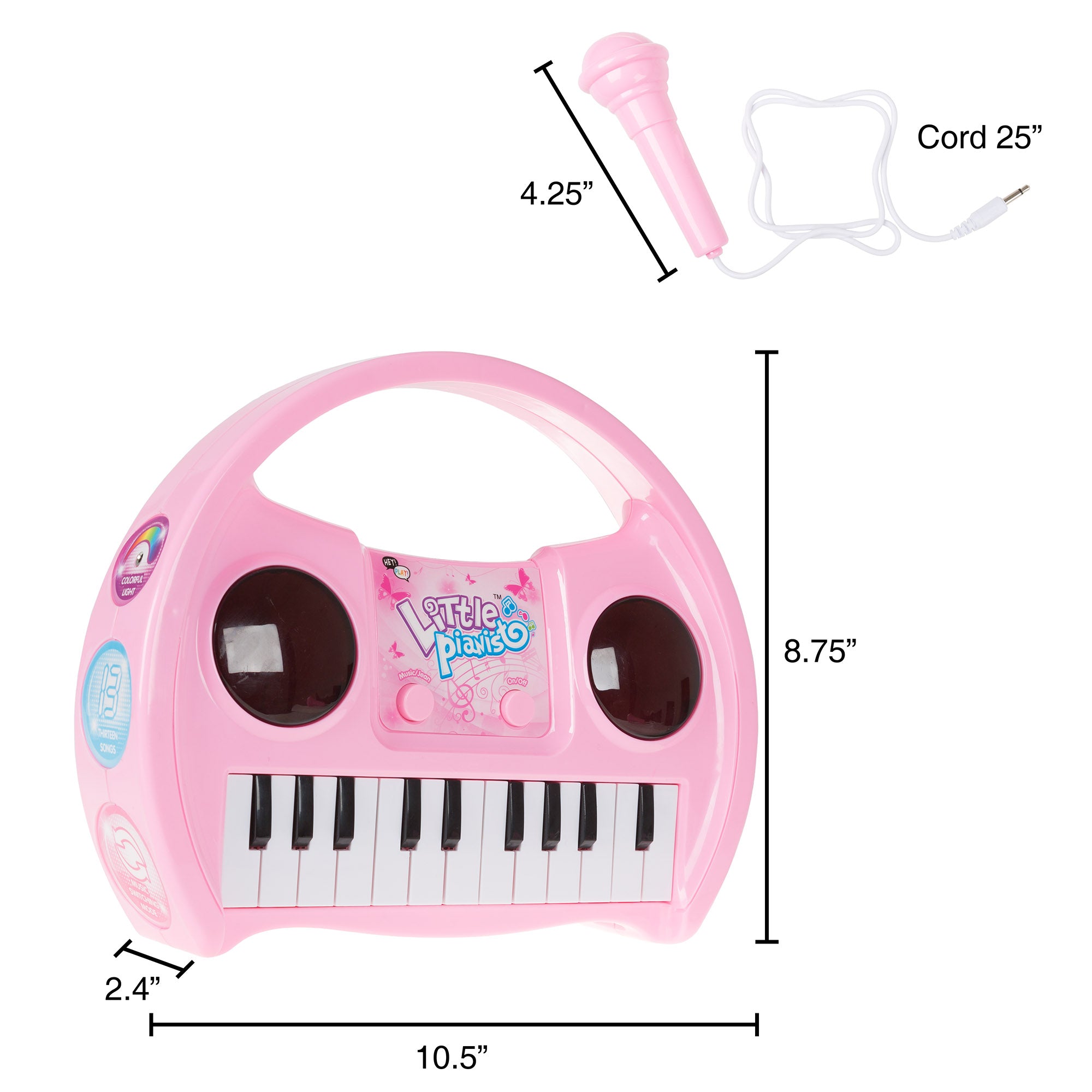 Hey Play Kids Karaoke Machine with Microphone and Musical Keyboard (Pink)