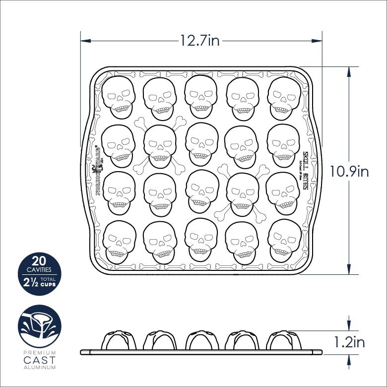 Nordic Ware Skull Bites Cakelet Pan   Brown